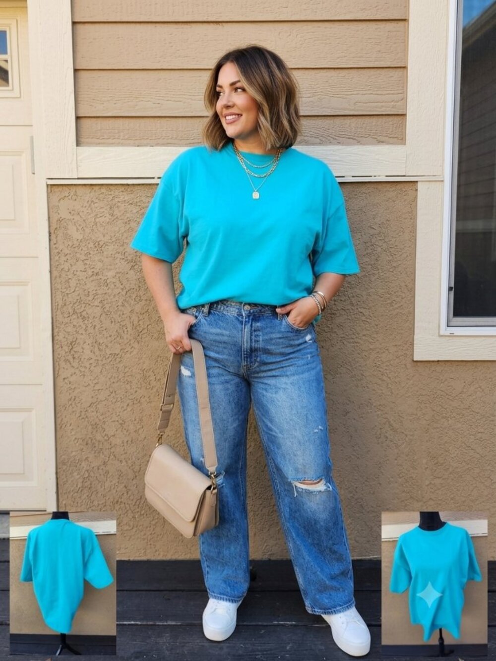 Vintage Pluma Heavyweight USA Cotton Tee XL Turquoise Cyan Boxy Streetwear Y2K